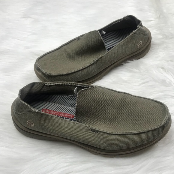 skechers mens canvas slip ons